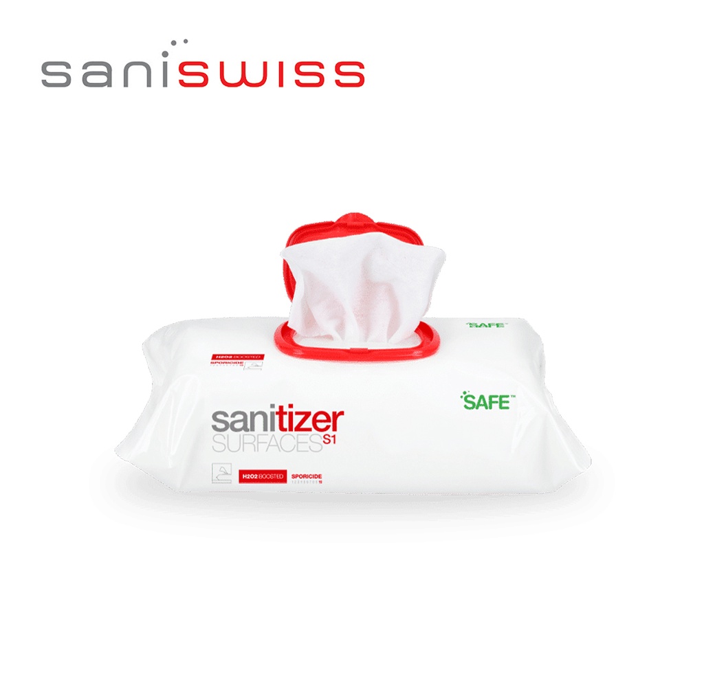 [SaniSwiss] S1 - Flächenreinigungs- und Desinfektionstücher, 100 Tücher, 6 PACK
