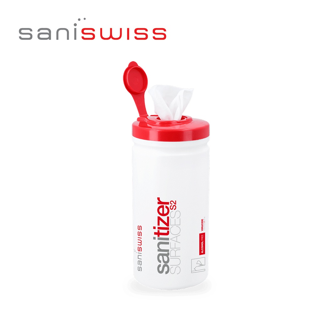 [SaniSwiss] S2 - Surface disinfectant cleaner 200 wipes, 12 pcs.